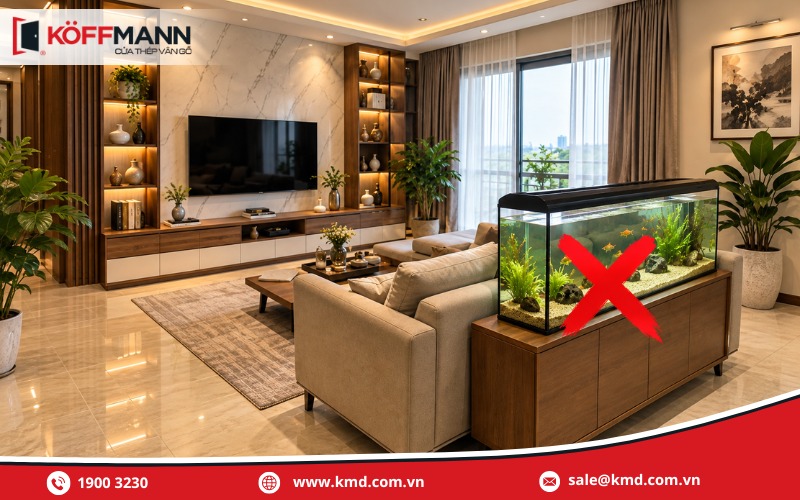 Bố trí bể cá không phù hợp