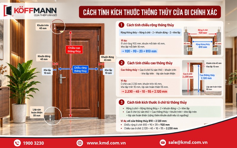 Cách tính kích thước thông thủy cửa đi chính xác