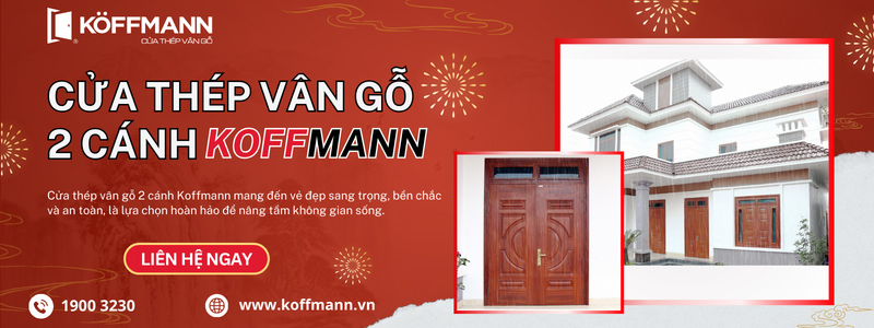 Cửa thép vân gỗ 2 cánh Koffmann