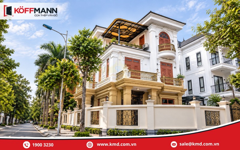 Cửa ban công thép vân gỗ