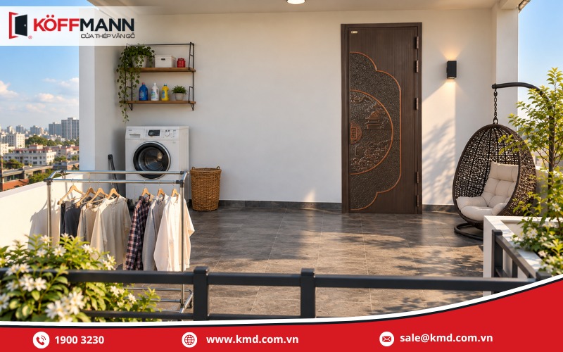 Cửa sân thượng bằng inox Claasic