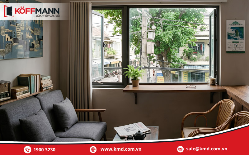 Cửa sổ đối diện cột điện hoặc cây lớn