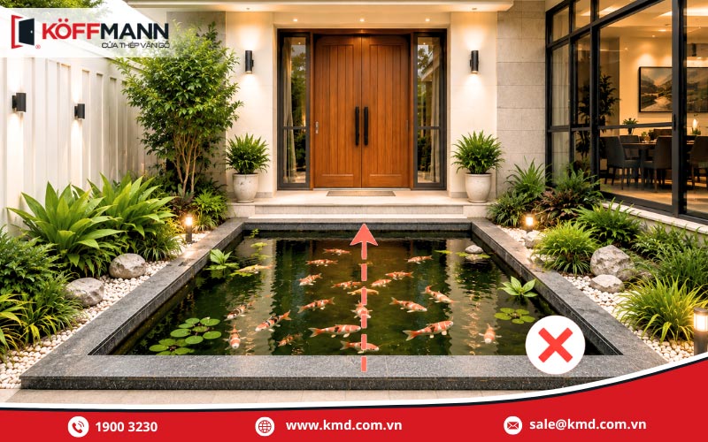 Đặt bể cá chắn trực diện cửa chính