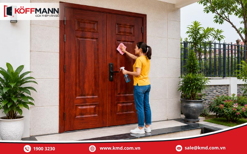 Hướng dẫn vệ sinh cửa thép vân gỗ đúng cách