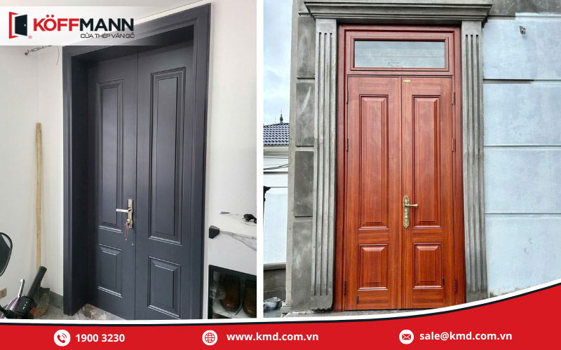 Kinh nghiệm chọn cửa thép vân gỗ 2 cánh phù hợp cho từng công trình