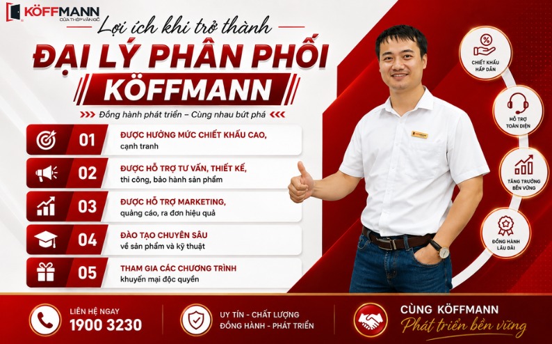 Quyền lợi khi trở thành đại lý cửa thép, cửa inox Koffmann