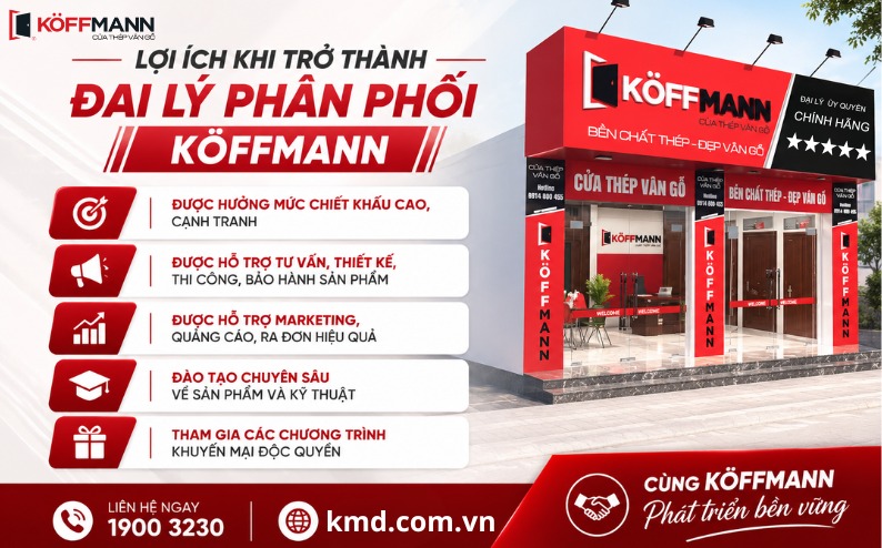 Quyền lợi khi trở thành đại lý cửa thép, cửa inox Koffmann