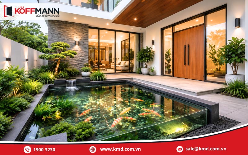 Lợi ích thực tế khi xây bể cá trước cửa nhà