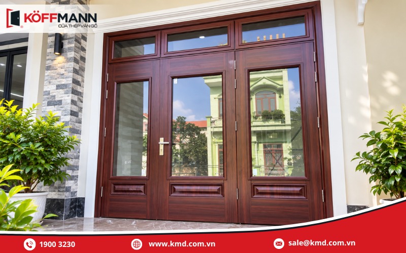 Cửa thép vân gỗ 3 cánh