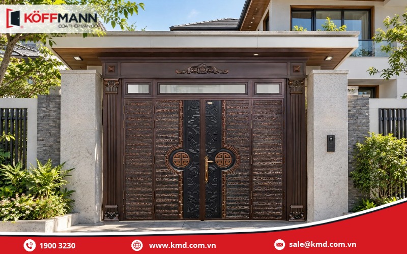 Mẫu cửa cổng thép Classic đẹp