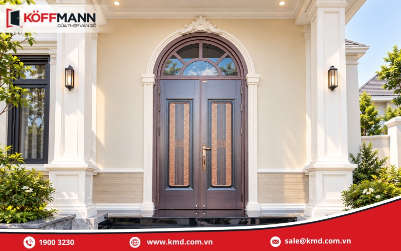Mẫu cửa thép Classic 2 cánh lệch