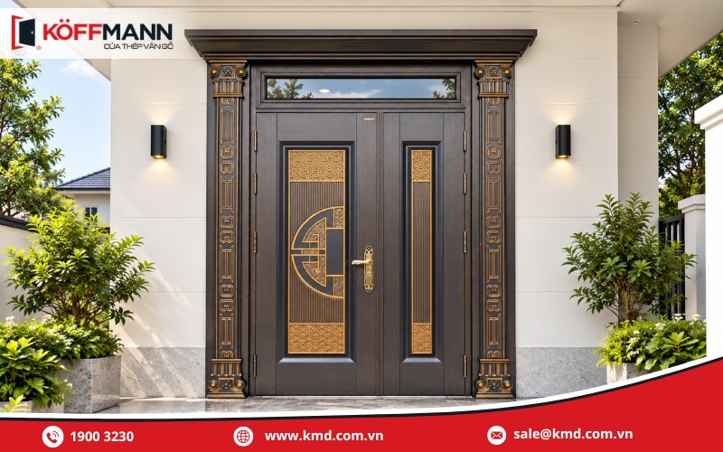 Mẫu cửa thép Classic 2 cánh lệch
