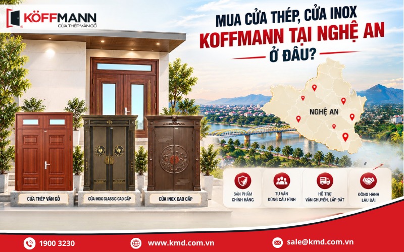 Mua cửa thép, cửa inox Koffmann tại Nghệ An ở đâu?