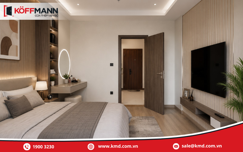 Cửa phòng ngủ đối diện cửa chính