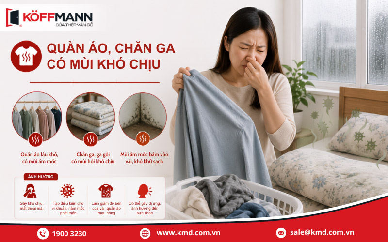 Quần áo, chăn ga có mùi khó chịu