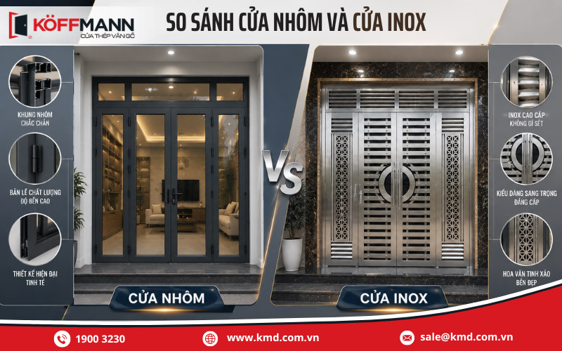 So sánh cửa nhôm và cửa inox chi tiết