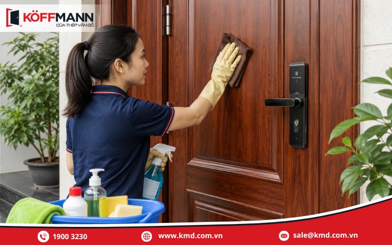 Vì sao cần vệ sinh cửa thép vân gỗ định kỳ?