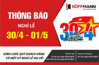 KOFFMANN - Thông báo lịch nghỉ lễ 30/04 và 1/5