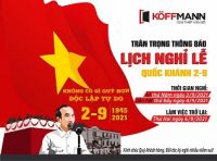 Thông báo nghỉ lễ Quốc Khánh 2/9 - Koffmann Việt Nam