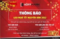 Koffmann thông báo lịch nghỉ tết nguyên đán Nhâm Dần 2022