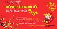 Thông báo lịch nghỉ tết nguyên đán Mậu Tuất 2018